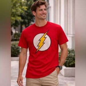DC Comics Red Flash Logo T-Shirt | Superhero Tee | Justice League Flash Shirt L